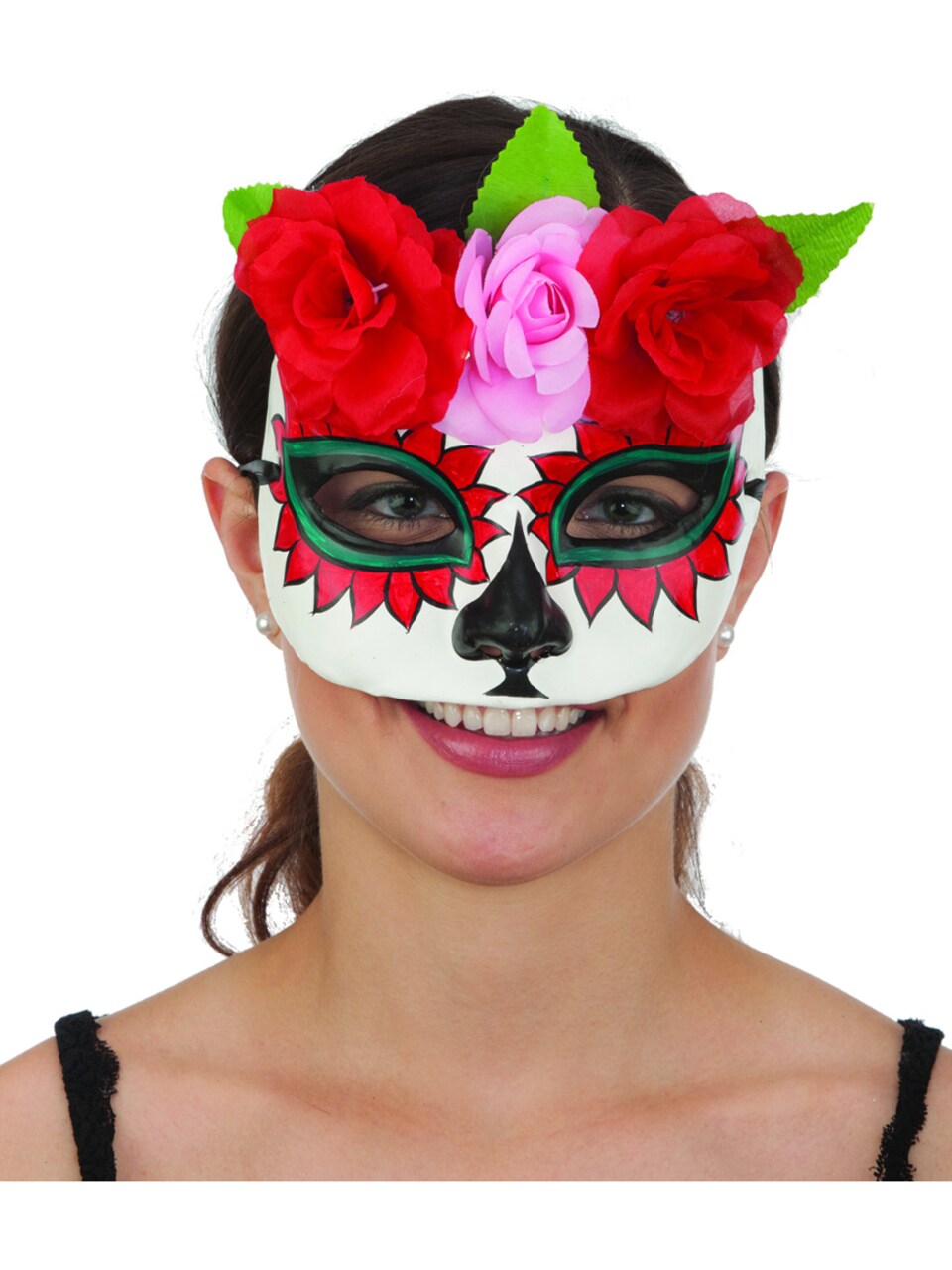 Women's Dia De Los Muertos Day of the Dead Skull And Flowers Mask